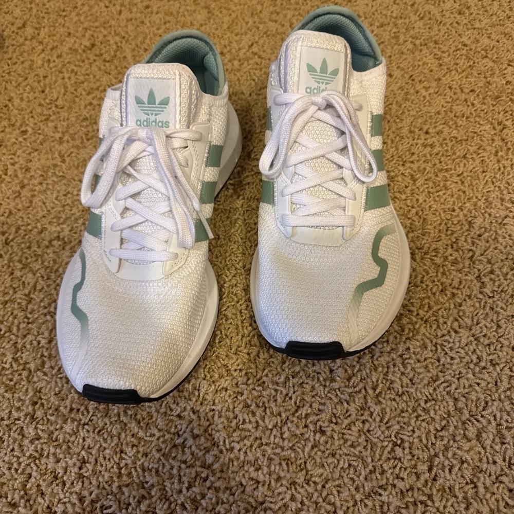 Adidas White and Mint Green Running Shoes